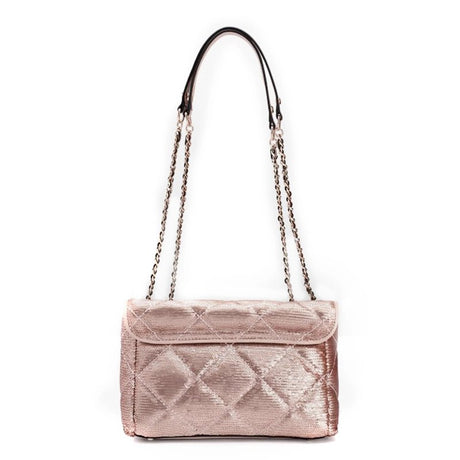 GUESS Sequinned Embellished Structured Shoulder Bag with Quilted Detail BAG - METALLIC - GB6 - Runner