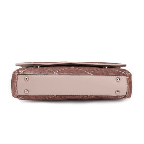 GUESS Sequinned Embellished Structured Shoulder Bag with Quilted Detail BAG - METALLIC - GB6 - Runner