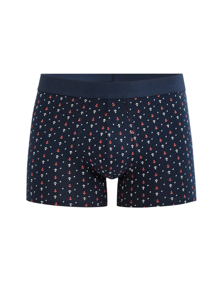 Anchor Stretch Cotton Boxer Shorts - Navy - Runner