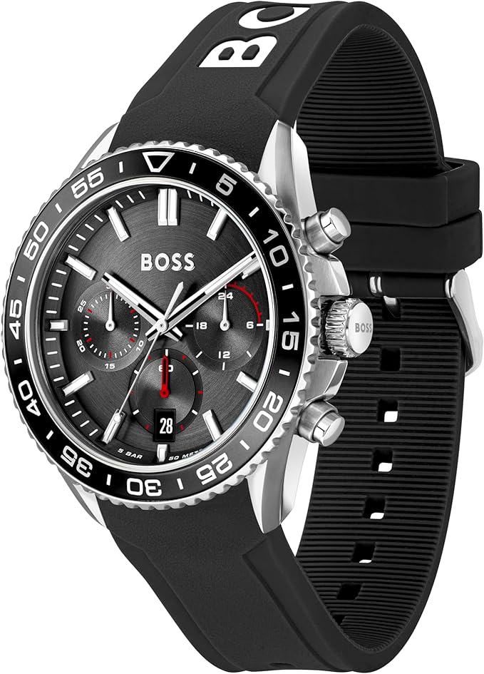 BOSS Chronograph Quartz Watch for Men Runner Collection with Silicone Strap - 1514141 1514157 BBM56 - Runner