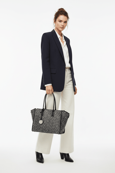 EMPORIO ARMANI Medium shopper bag with all-over monogram print EAB23 - Runner