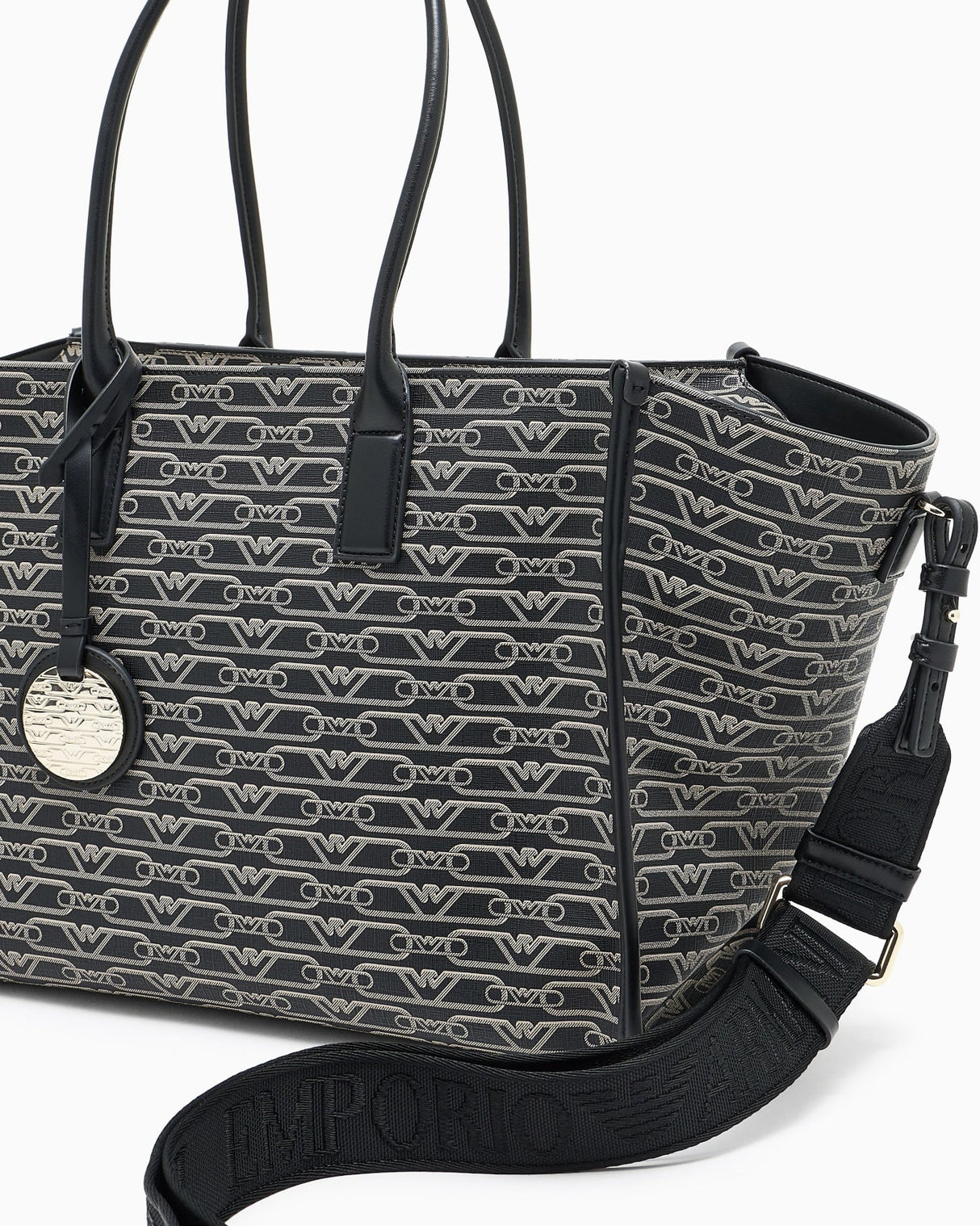 EMPORIO ARMANI Medium shopper bag with all - over monogram print EAB23 - Runner