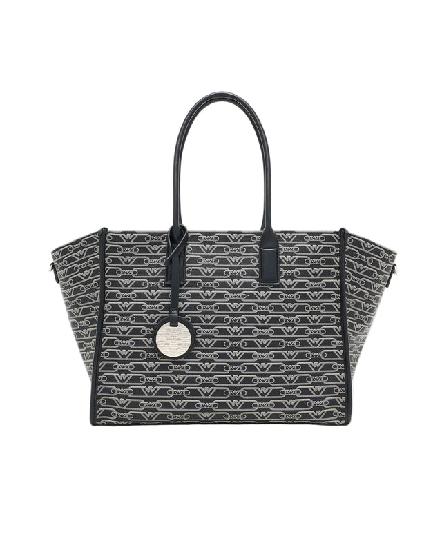 EMPORIO ARMANI Medium shopper bag with all - over monogram print EAB23 - Runner