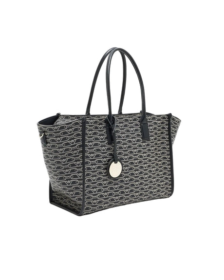 EMPORIO ARMANI Medium shopper bag with all - over monogram print EAB23 - Runner