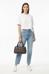 GUESS Katya Mini Satchel Handbag BLACK GB534 - Runner