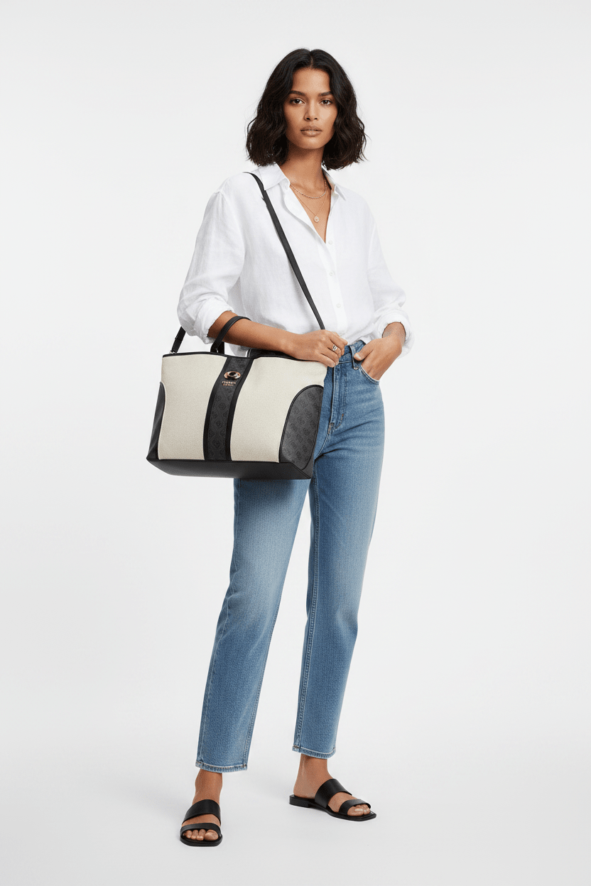 Guess Kerima Tote Natural/Milk Logo, Natural / Milk Logo Bag GB353 - Runner