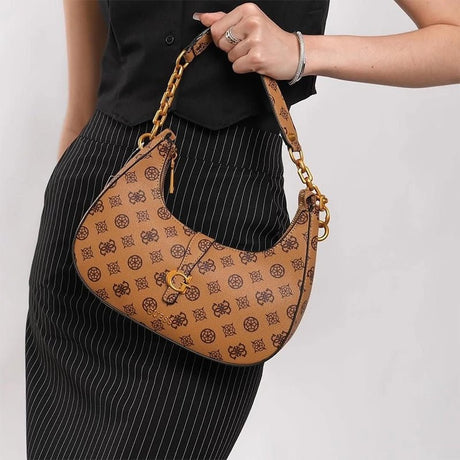 GUESS Kuba Top Zip Shoulder Bag - BROWN - GB208 - Runner