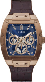 GUESS Men's Trend Multifunction 43mm Watch with Blue Diamond Dial & Brown Leather Strap GGM9 - Runner