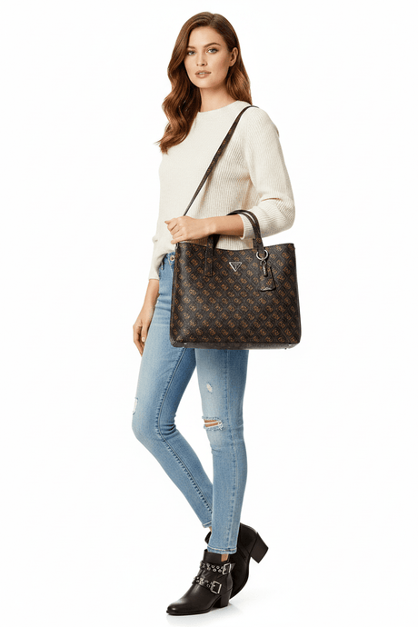 GUESS Meridian Monogram Girlfriend Tote Bag GB446 - Runner
