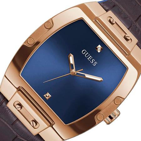 Guess Phoenix Men's Watch with Blue Dial and Brown Leather Strap - GW0386G2 GGM7 - Runner