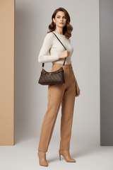 Guess Signature Brown Monogram Shoulder Bag GB556 - Runner