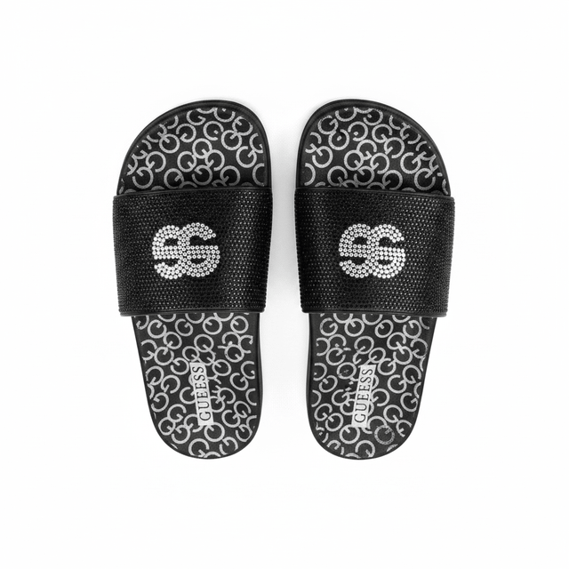GUESS Women’s Black Rhinestone Accents Flip Flop Platform SLW32 - Runner