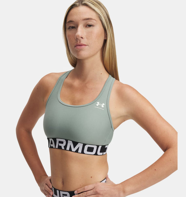 HeatGear® Armour Mid Branded Women's Sports Bra - Runner