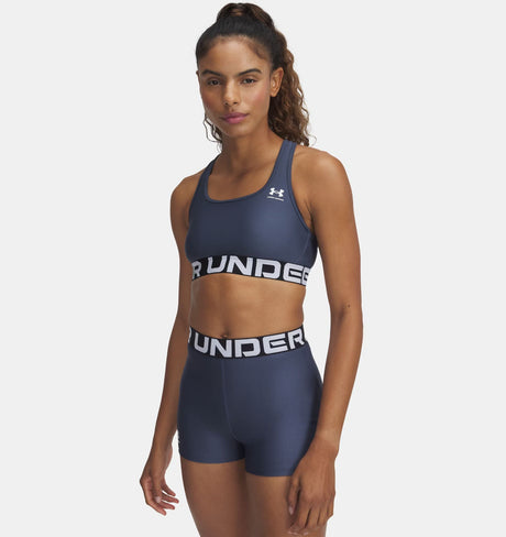 HeatGear® Armour Mid Branded Women's Sports Bra - Runner