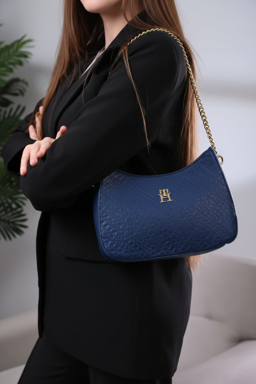 TOMMY HILFIGER TH Textured Shoulder Bag Blue TB308
