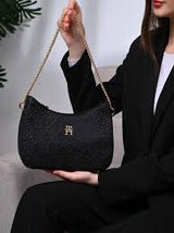 Tommy Hilfiger TH Textured Shoulder Bag Black TB304
