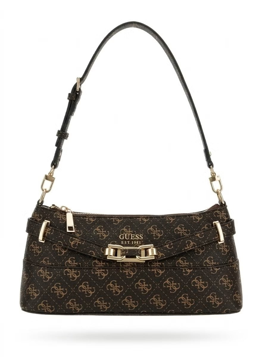 Guess Signature Brown Monogram Shoulder Bag GB556