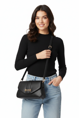 GUESS Erika Flap Crossbody Bag BLACK GB529
