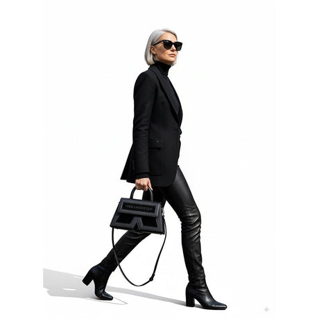 Karl Lagerfeld IKON K SMALL LEATHER WOMEN CROSSBODY BAG BLACK KB33 - Runner