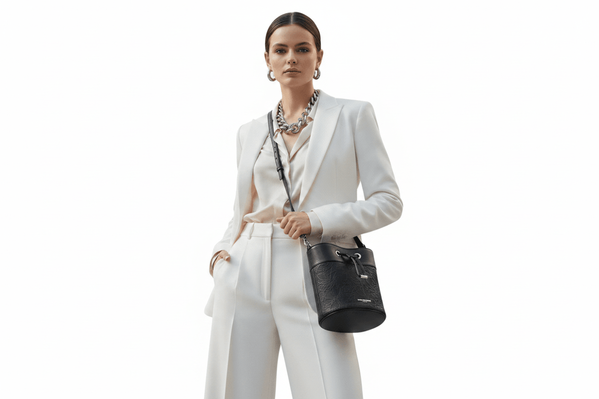 KARL LEGERFELD Embossed Maybelle Adele Bucket BAG KB46 - Runner