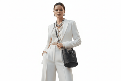 KARL LEGERFELD Embossed Maybelle Adele Bucket BAG KB46 - Runner