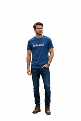 KENNEBEC RIVER Linear Logo Short Sleeve Tee Dark Denim - Runner