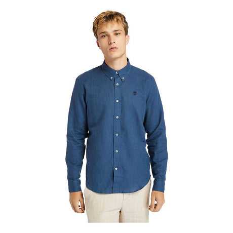 LOVELL LAKE Cotton/Linen Long Sleeve Shirt Dark Denim - Runner