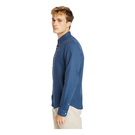 LOVELL LAKE Cotton/Linen Long Sleeve Shirt Dark Denim - Runner