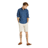 LOVELL LAKE Cotton/Linen Long Sleeve Shirt Dark Denim - Runner