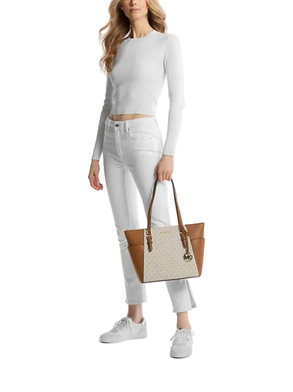 MICHAEL KORS Charlotte Signature Leather Top Zip Tote MK43 - Runner