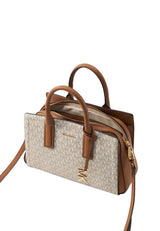 MICHAEL KORS LAILA SATCHEL - Handbag - vanilla/acorn MK79 - Runner
