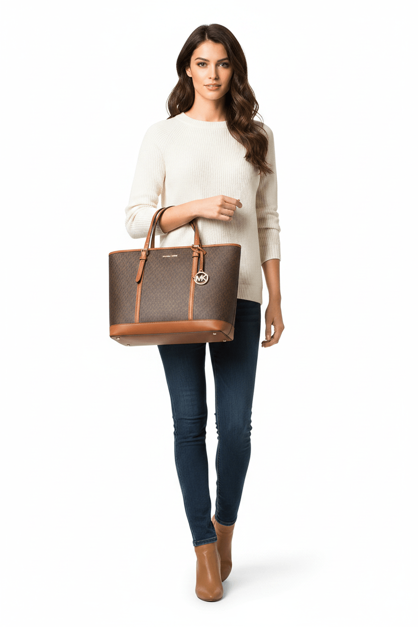 MICHAEL KORS Vanilla PVC Jet Set Travel LG MK31 - Runner