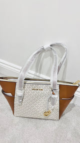 NEW Michael Kors Charlotte Signature Leather Top Zip Tote Handbag Shoulder Bag MK43 - Runner