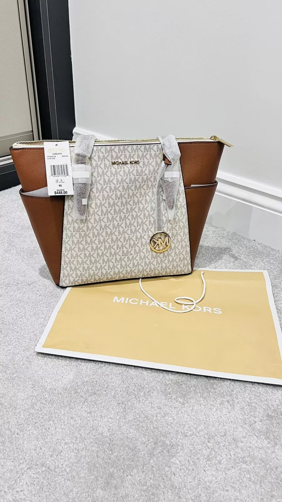 NEW Michael Kors Charlotte Signature Leather Top Zip Tote Handbag Shoulder Bag MK43 - Runner