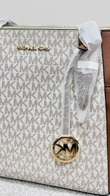 NEW Michael Kors Charlotte Signature Leather Top Zip Tote Handbag Shoulder Bag MK43 - Runner