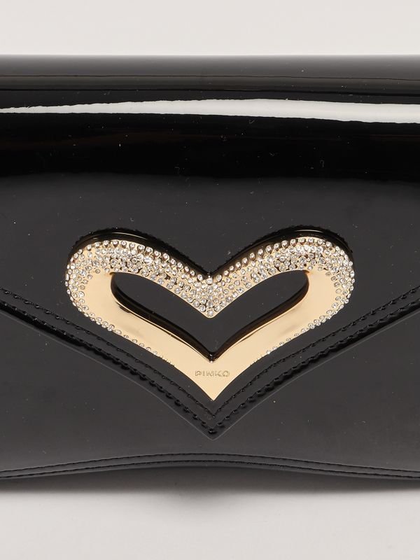 PINKO Classic patent leather and rhinestones Shoulder Black PB72 - Runner