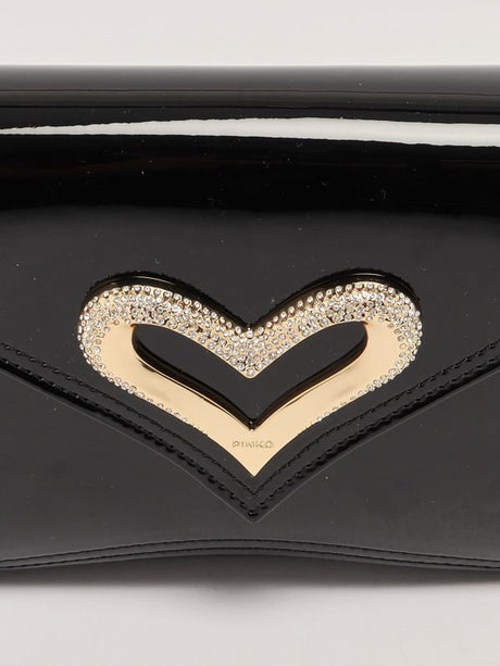 PINKO Classic patent leather and rhinestones Shoulder Black PB72 - Runner