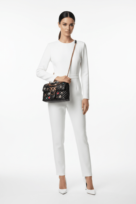 PINKO Mini Love Brooches Quilted Bag in Leather PB10 - Runner