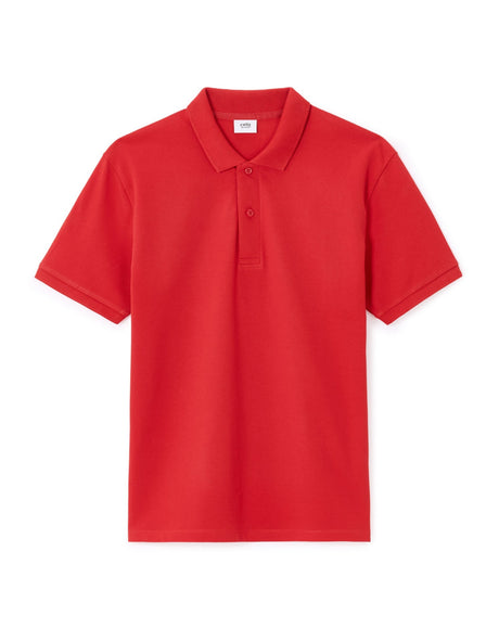 Regular 100% cotton pique polo shirt - red - Runner