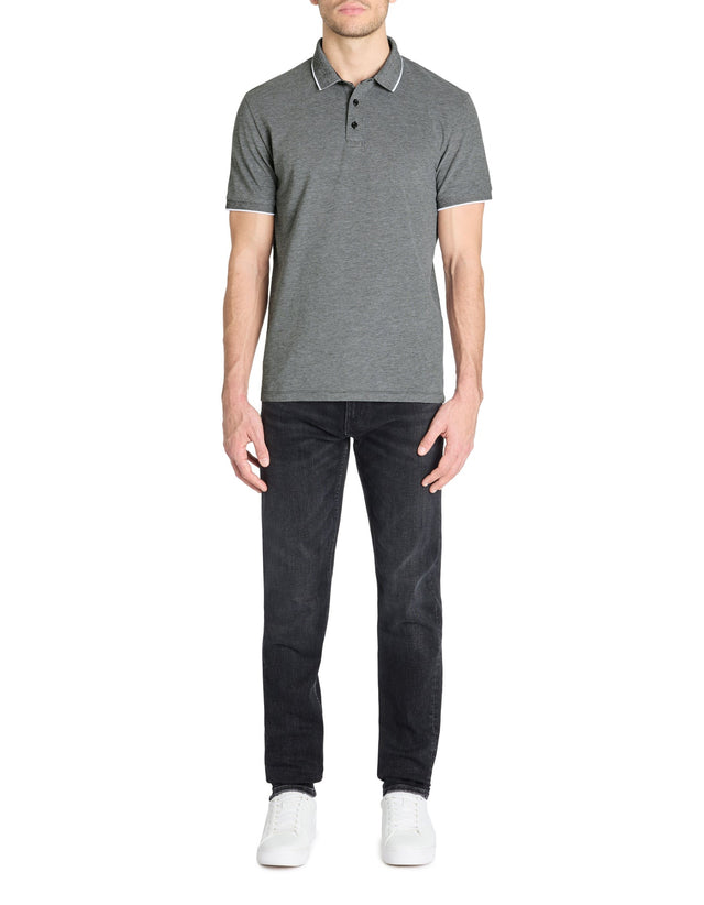 Regular Cotton Blend Polo Shirt - Anthracite - Runner