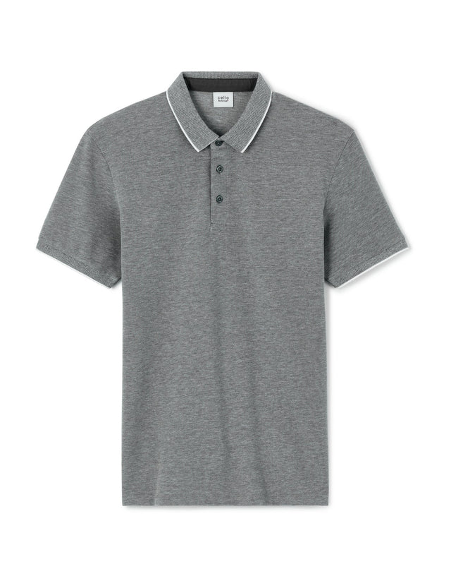 Regular Cotton Blend Polo Shirt - Anthracite - Runner
