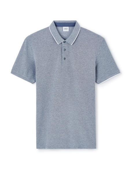 Regular Cotton Blend Polo Shirt - Navy - Runner