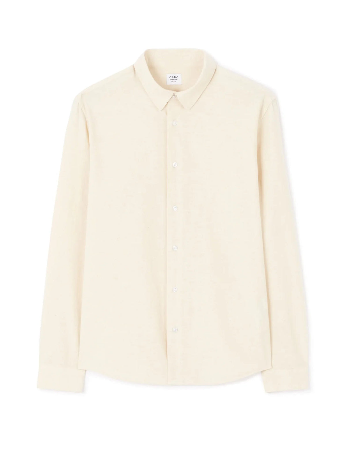 Regular - Fit 100% Cotton Chambray Shirt - Beige - Runner