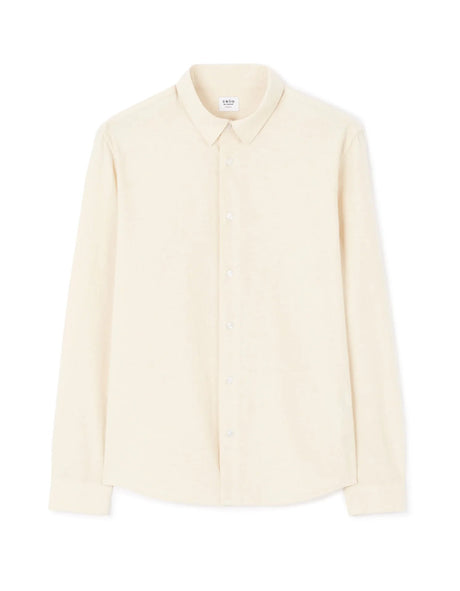 Regular - Fit 100% Cotton Chambray Shirt - Beige - Runner