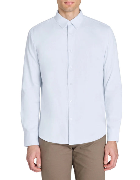 Regular Satin - Effect Shirt, 100% Cotton - Blue - Runner