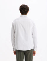 Regular Satin - Effect Shirt, 100% Cotton - Grey - Runner