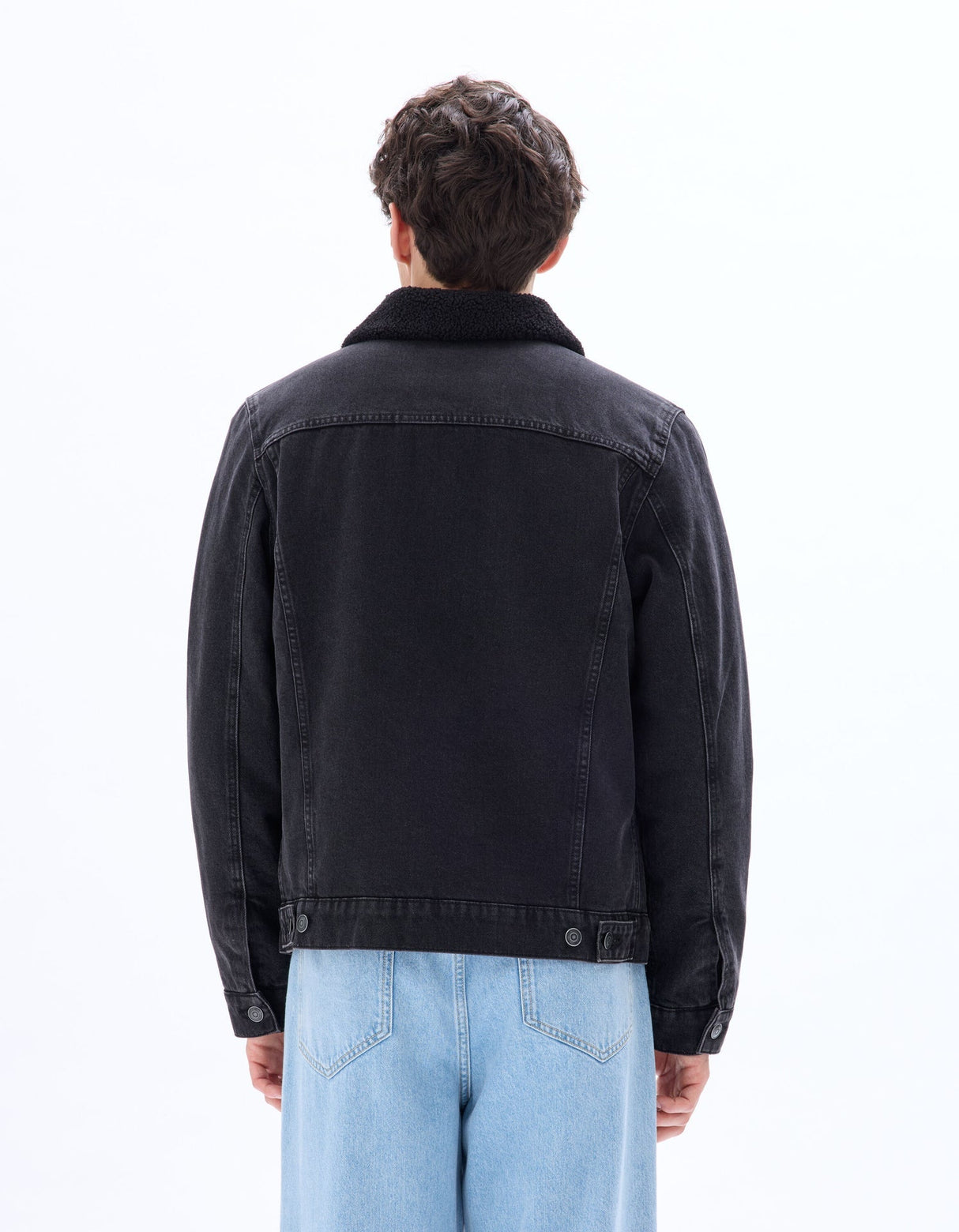 Sherpa - lined denim jacket - black - Runner