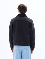 Sherpa - lined denim jacket - black - Runner