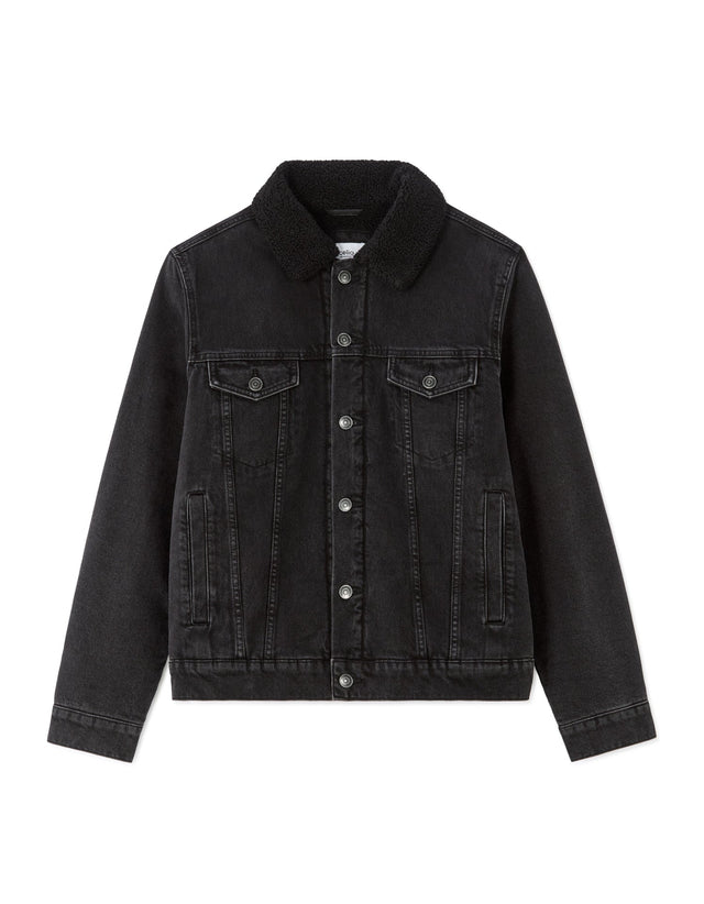 Sherpa - lined denim jacket - black - Runner