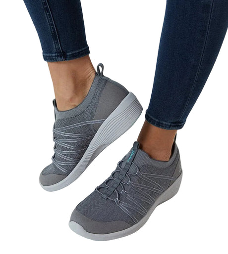 SKECHERS 104117 - GRY Round Toe Flat Heel Arya Walking Shoes SKW128 - Runner